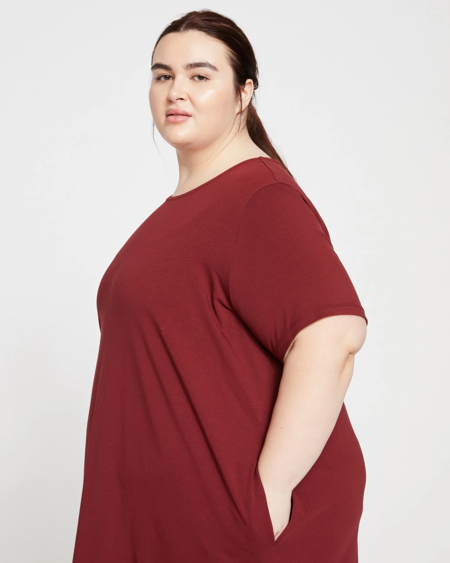 Halie T-Shirt Dress - Brick Red - Image 3