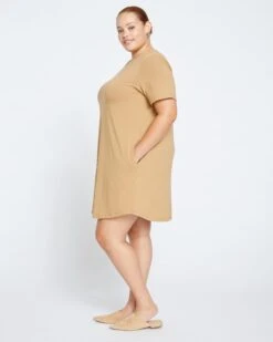 Halie T-Shirt Dress - Vintage Khaki -ChicLuxe Store Halie T Shirt Dress Tobacco USDR0569 539 003 014 2048x