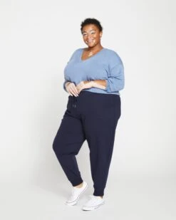 Heather Brushed Terry Drawstring Jogger - Midnight -ChicLuxe Store Heather Brushed Terry Drawstring Jogger Baritone Blue USPA0941B 454 003 066 2048x