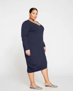 Iconic Long Sleeve V-Neck Geneva Dress - Midnight -ChicLuxe Store IconicLongSleeveV NeckGenevaDressBaritoneBlueUSDR0373LV 454 003 2048x
