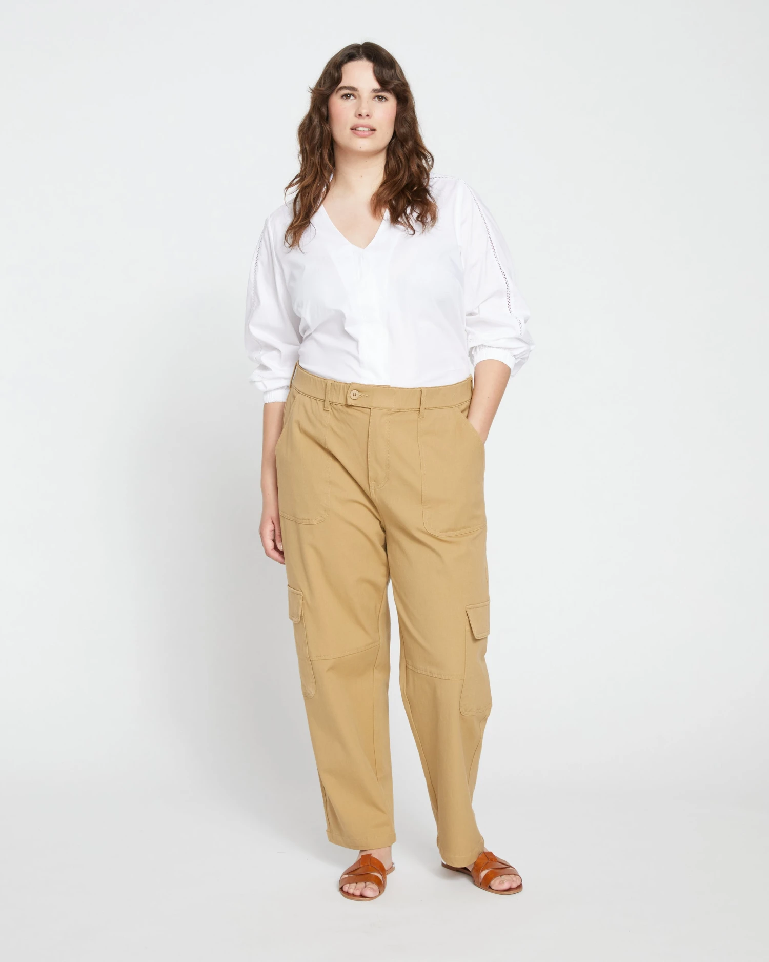 Karlee Stretch Cotton Twill Cargo Pants - Vintage Khaki