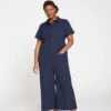 Kate Stretch Cotton Twill Jumpsuit - Navy