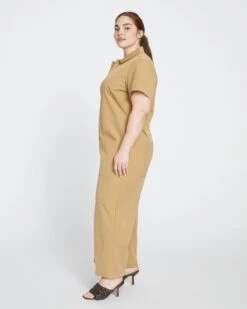 Kate Stretch Cotton Twill Jumpsuit - Vintage Khaki -ChicLuxe Store Kate Twill Jumpsuit Tobacco USJS0402B 539 003 012 2048x
