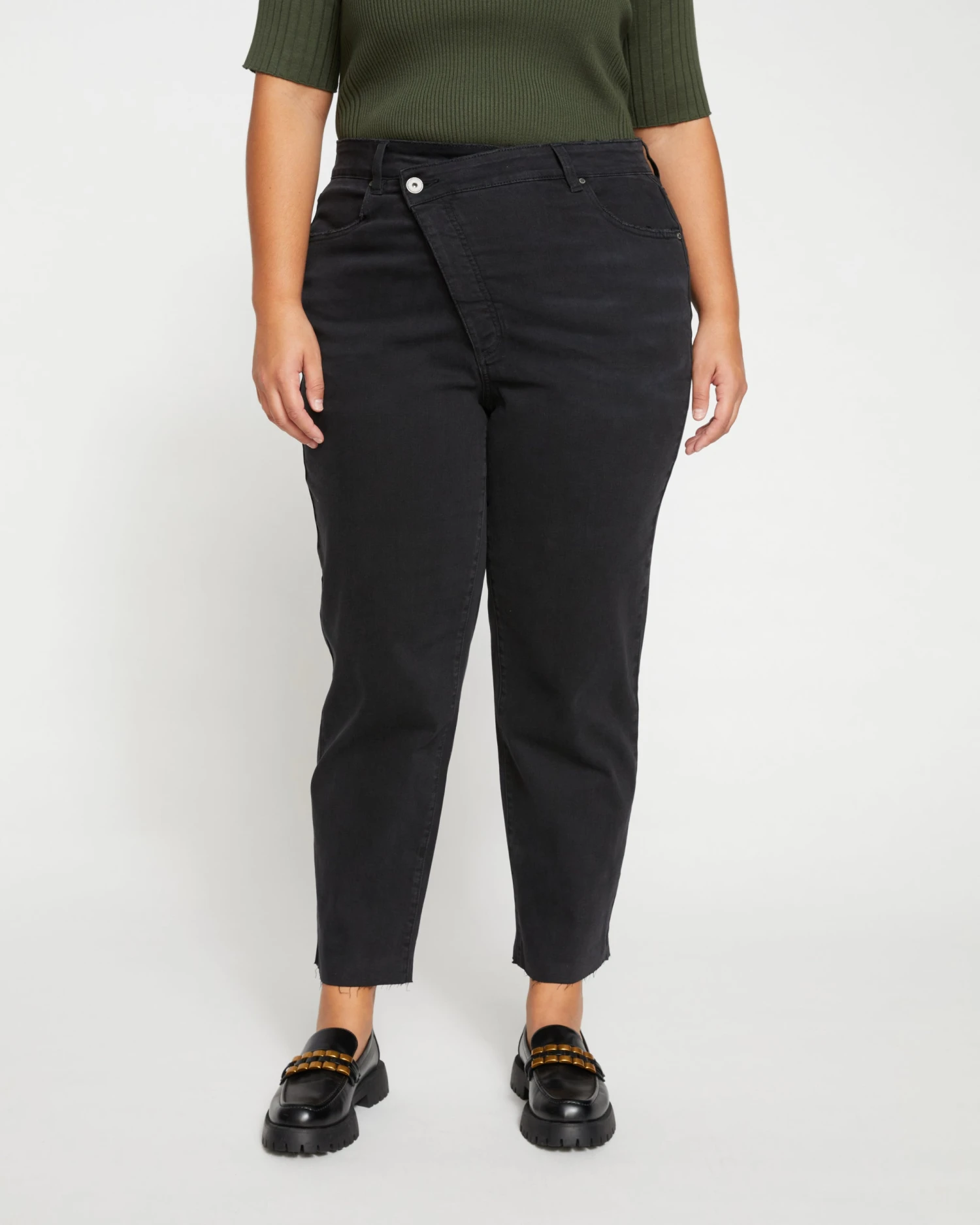 Katie High Rise Crossover Jeans - Broken Black - Image 2