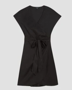 Tulip Hem Linen Wrap Dress - Black -ChicLuxe Store LINENNEWTULIPWRAPDRESS V1BlackUSDR1153 001 e5b650b2 128f 47f1 9240 13ae6f82d19b 2048x