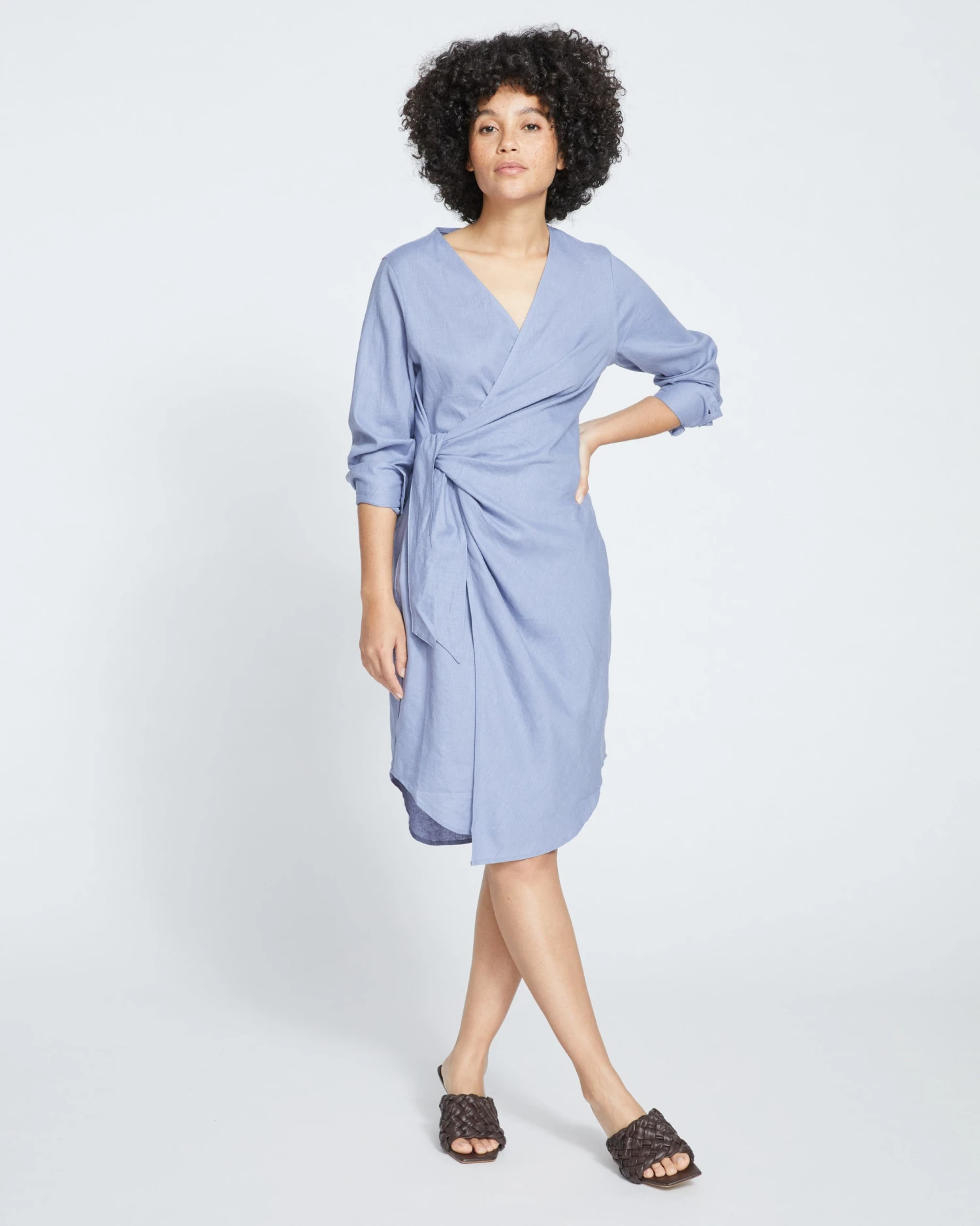 Starboard Linen Wrap Shirtdress - Pressed Pansy 1 Starboard Linen Wrap Shirtdress - Pressed Pansy
