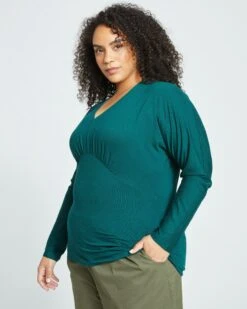 Elea Liquid Jersey Top - Forest Green -ChicLuxe Store Liquid Jersey Esmeralda Top Cashmere Green USTO1455 445 003 026 2048x