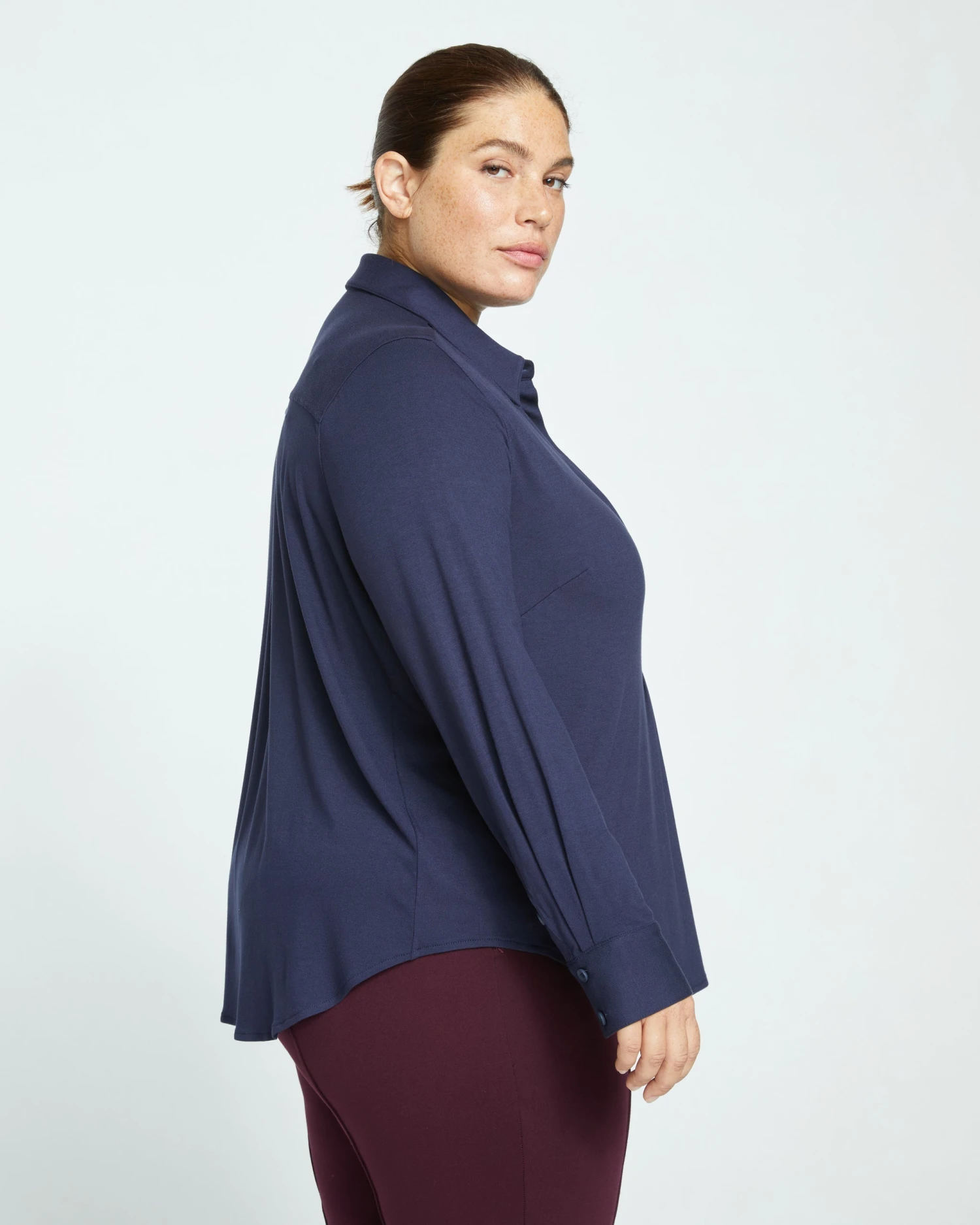 Elbe Popover Liquid Jersey Shirt Classic Fit - Midnight - Image 3