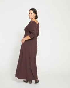 Athena Long Sleeve Divine Jersey Dress - Burnished Brown -ChicLuxe Store Long Sleeve Athena Dress Chestnut USDR1530 627 004 022 2048x