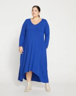 Athena Long Sleeve Divine Jersey Dress - Sapphire -ChicLuxe Store Long Sleeve Athena Dress Cobalt USDR1530 657 003 012 2048x