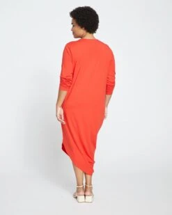 Iconic Long Sleeve V-Neck Geneva Dress - Sanguinello -ChicLuxe Store Long Sleeve Geneva V Neck Dress Aura Orange USDR0373LV 360 004 050 2048x