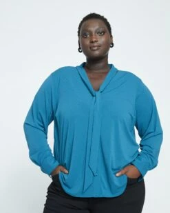 Crepe Jersey Long Sleeve Tess Blouse - Midnight Rain -ChicLuxe Store Long Sleeve Paradiso Blouse Legion Blue L USTO1396L 574 002 004 2048x