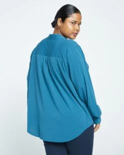 Crepe Jersey Long Sleeve Tess Blouse - Midnight Rain -ChicLuxe Store Long Sleeve Paradiso Blouse Legion Blue USTO1396L 574 004 008 2048x