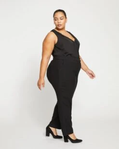 Sante Double Luxe Cigarette Pants - Black -ChicLuxe Store Luxe Twill Cigarette Pants Black USPA1069B 001 003 080 2048x