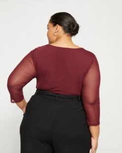 Sparkle Jersey-Lined Fine Mesh Cowl Top - Rioja -ChicLuxe Store Mesh Cowl Neck Top Zinfandel USTO1530 577 004 053 2048x