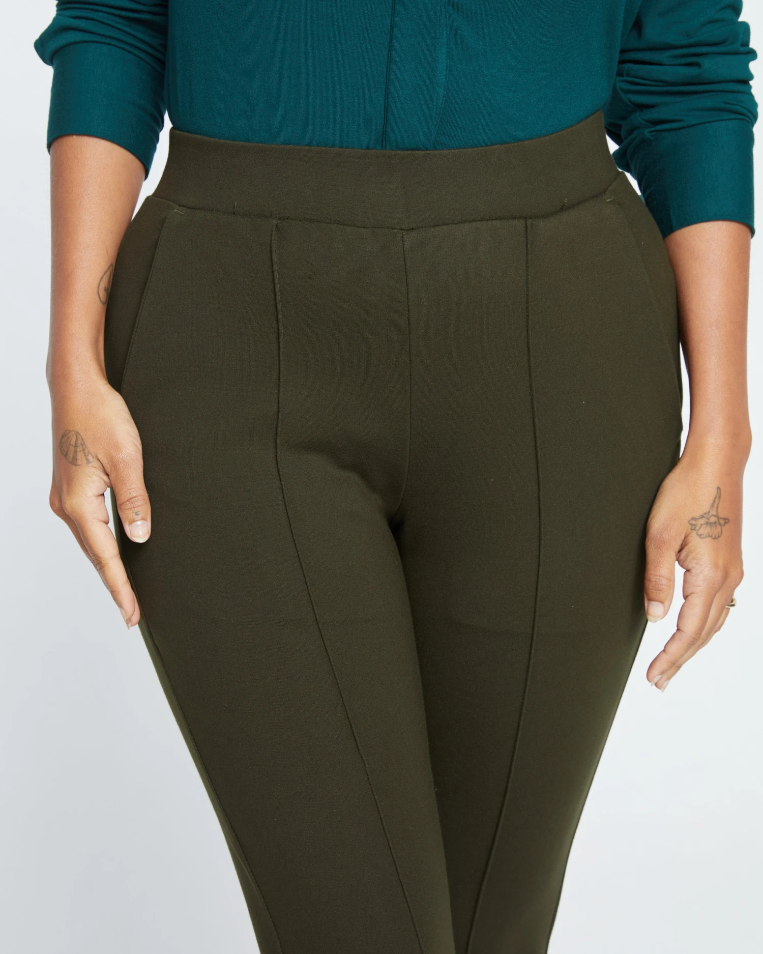 Moro Pintuck Pocket Ponte Pants - Evening Forest 2 Moro Pintuck Pocket Ponte Pants - Evening Forest - Image 2