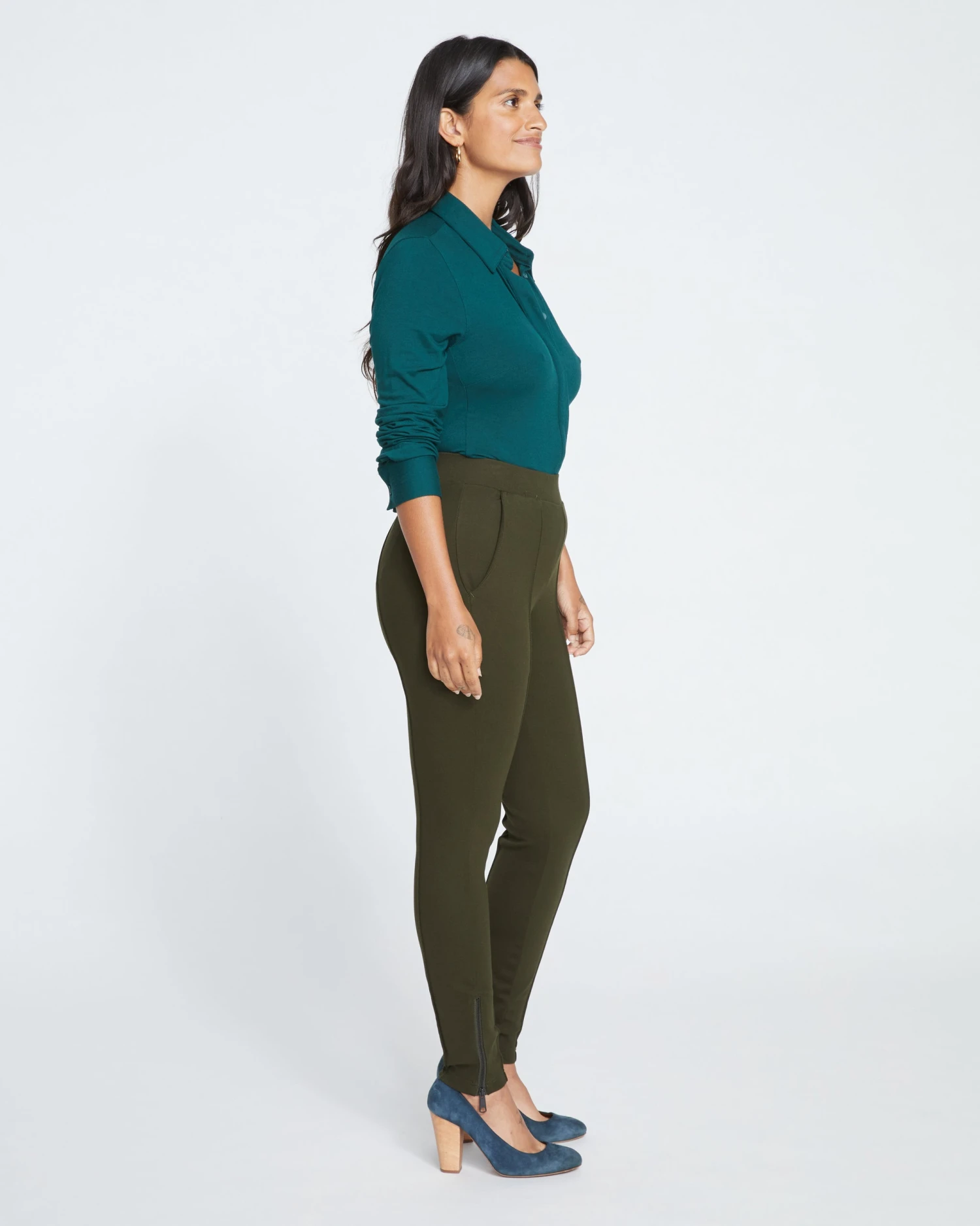 Moro Pintuck Pocket Ponte Pants - Evening Forest 3 Moro Pintuck Pocket Ponte Pants - Evening Forest - Image 3