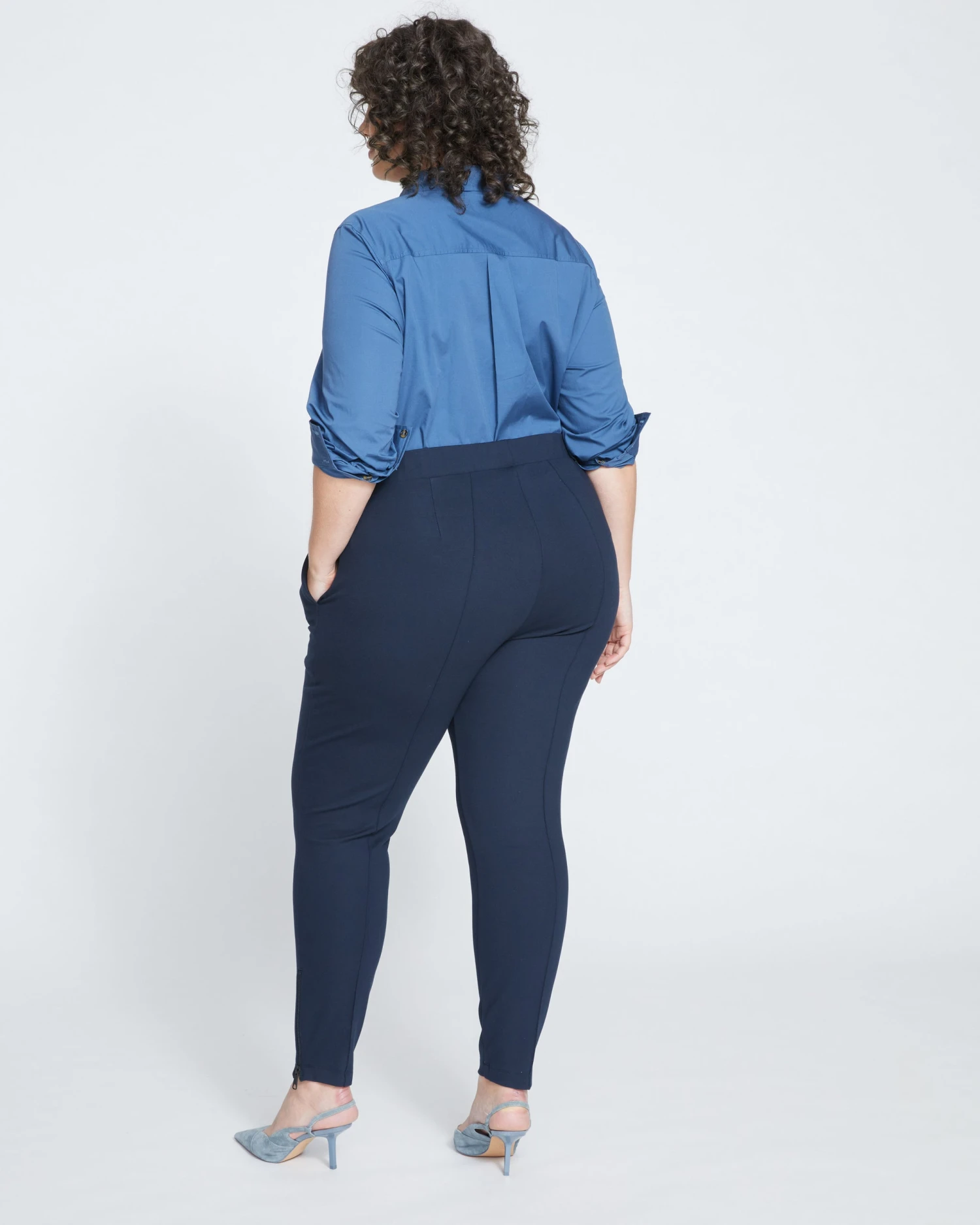 Moro Pintuck Pocket Ponte Pants - Navy - Image 4