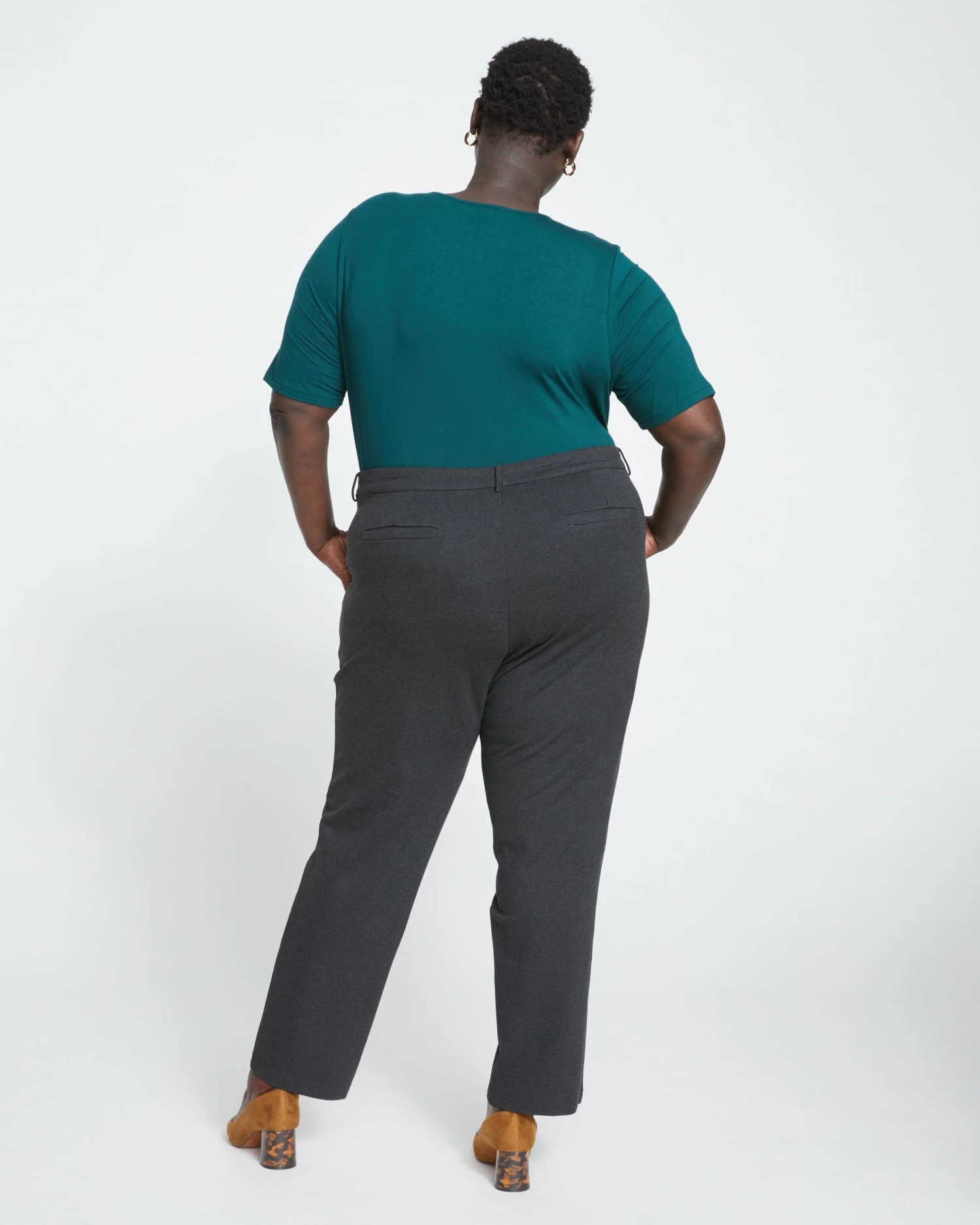 Long Cigarette Ponte Pants - Graphite 4 Long Cigarette Ponte Pants - Graphite - Image 4