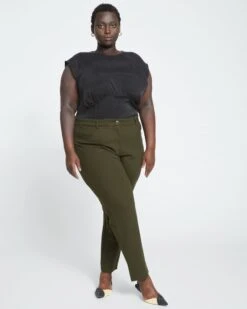 Long Cigarette Ponte Pants - Evening Forest -ChicLuxe Store New Cigarette Pants Long Dark Forest USPA0258BL 591 003 012 2048x