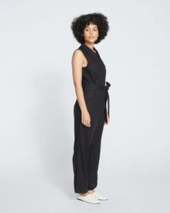 Boardwalk Linen Jumpsuit - Black -ChicLuxe Store New Linen Jumpsuit Black USJS1390 001 003 009 2048x