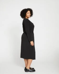 Velvety-Cool Jersey Wrap Dress - Black -ChicLuxe Store New Standard Jersey Wrap Dress Black USDR0984B 001 003 015 2048x