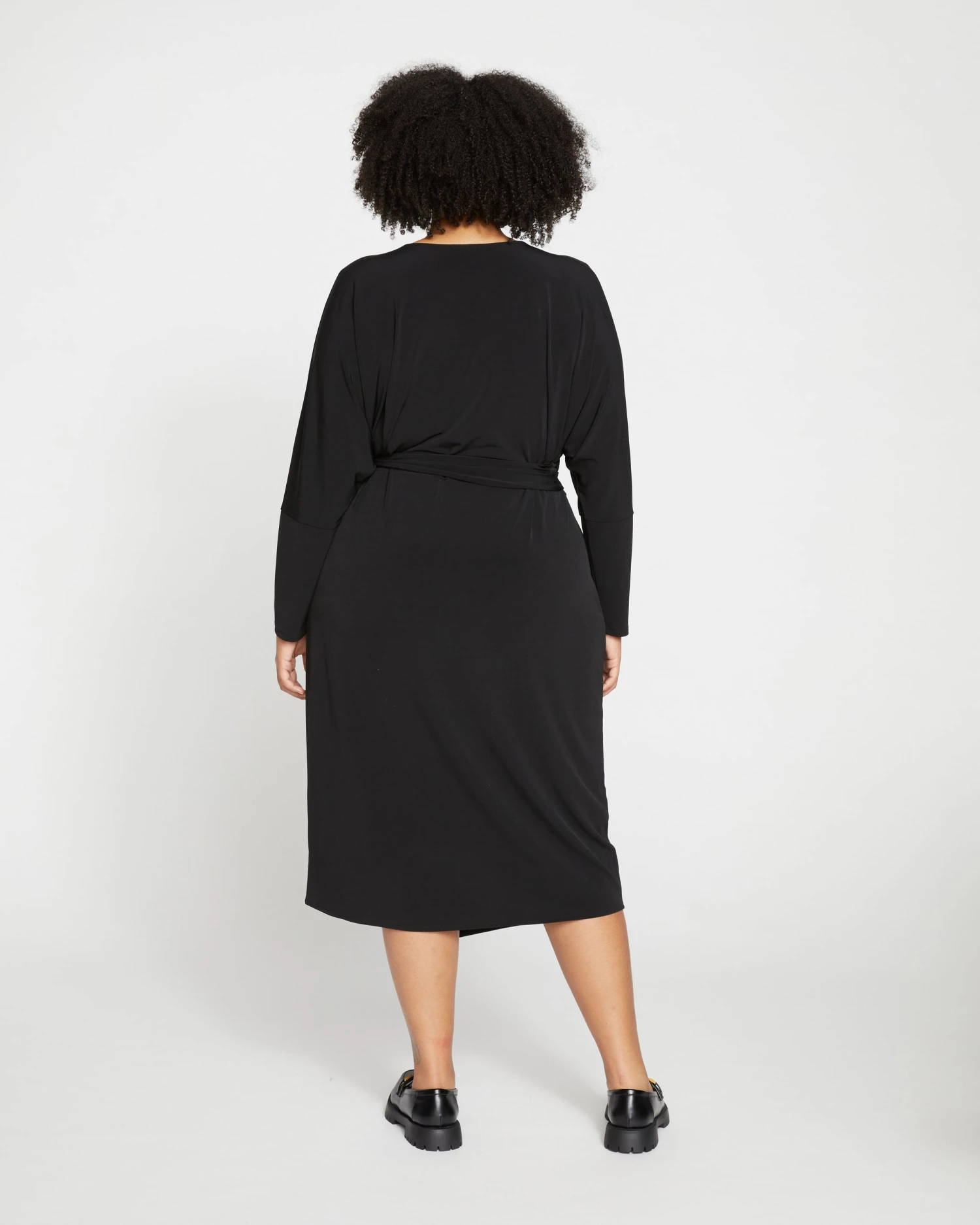 Velvety-Cool Jersey Wrap Dress - Black - Image 4