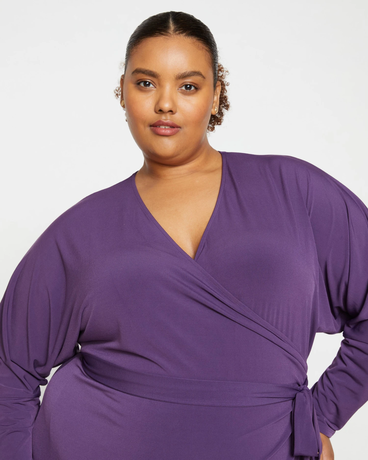 Velvety-Cool Jersey Wrap Dress - Potion Purple - Image 2