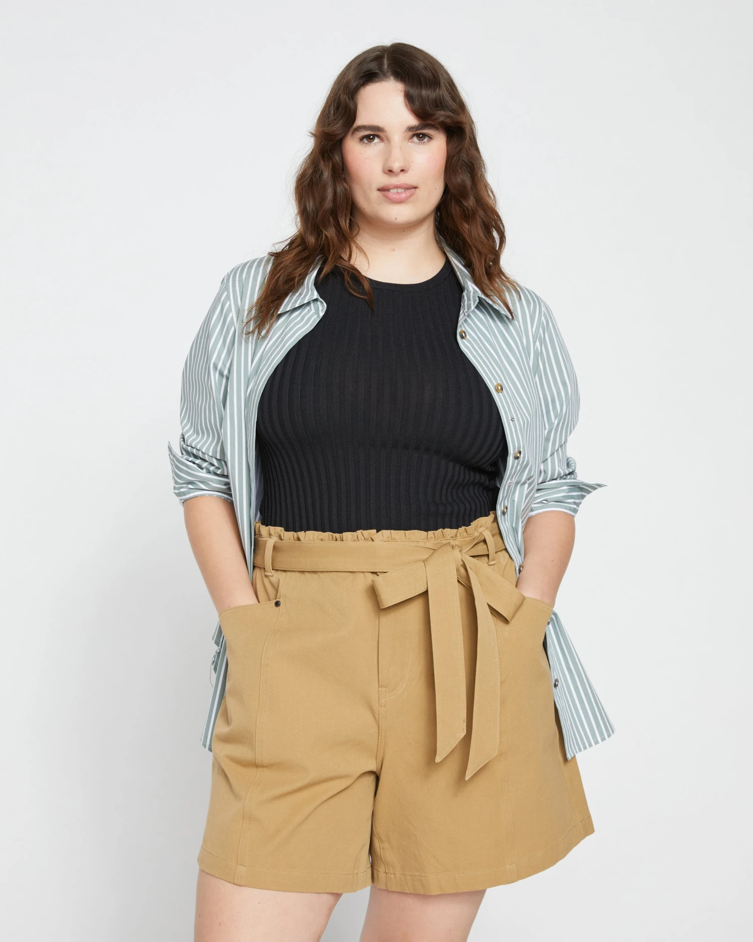 Harbor Stretch Twill Paperbag Shorts - Vintage Khaki - Image 2