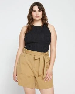 Harbor Stretch Twill Paperbag Shorts - Vintage Khaki