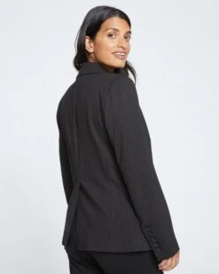 Bianca Double Breasted Ponte Blazer - Slate Pinstripe -ChicLuxe Store Ponte Bianca Blazer Gray Pinstripe USOU1464 201 004 044 2048x