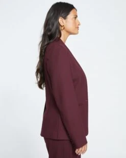 Lennox Collarless Ponte Blazer - Black Cherry -ChicLuxe Store Ponte Collarless Blazer Black Cherry USOU1463 190 003 030 2048x