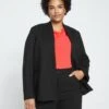Lennox Collarless Ponte Blazer - Black