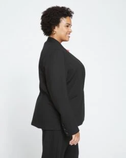Lennox Collarless Ponte Blazer - Black -ChicLuxe Store Ponte Collarless Blazer Black USOU1463 001 003 029 2048x