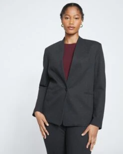 Lennox Collarless Ponte Blazer - Graphite
