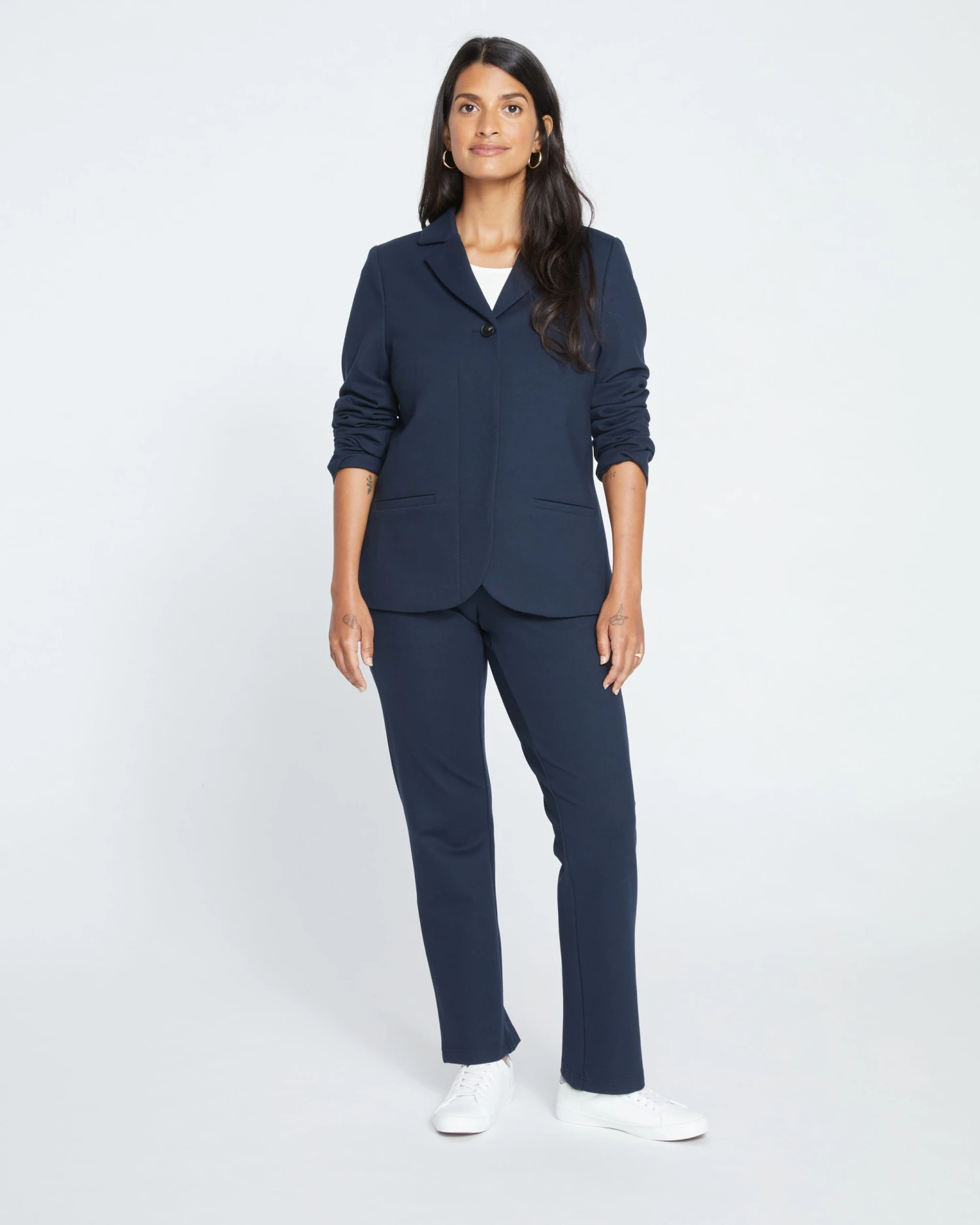 Janelle Tailored Ponte Blazer - Navy - Image 2