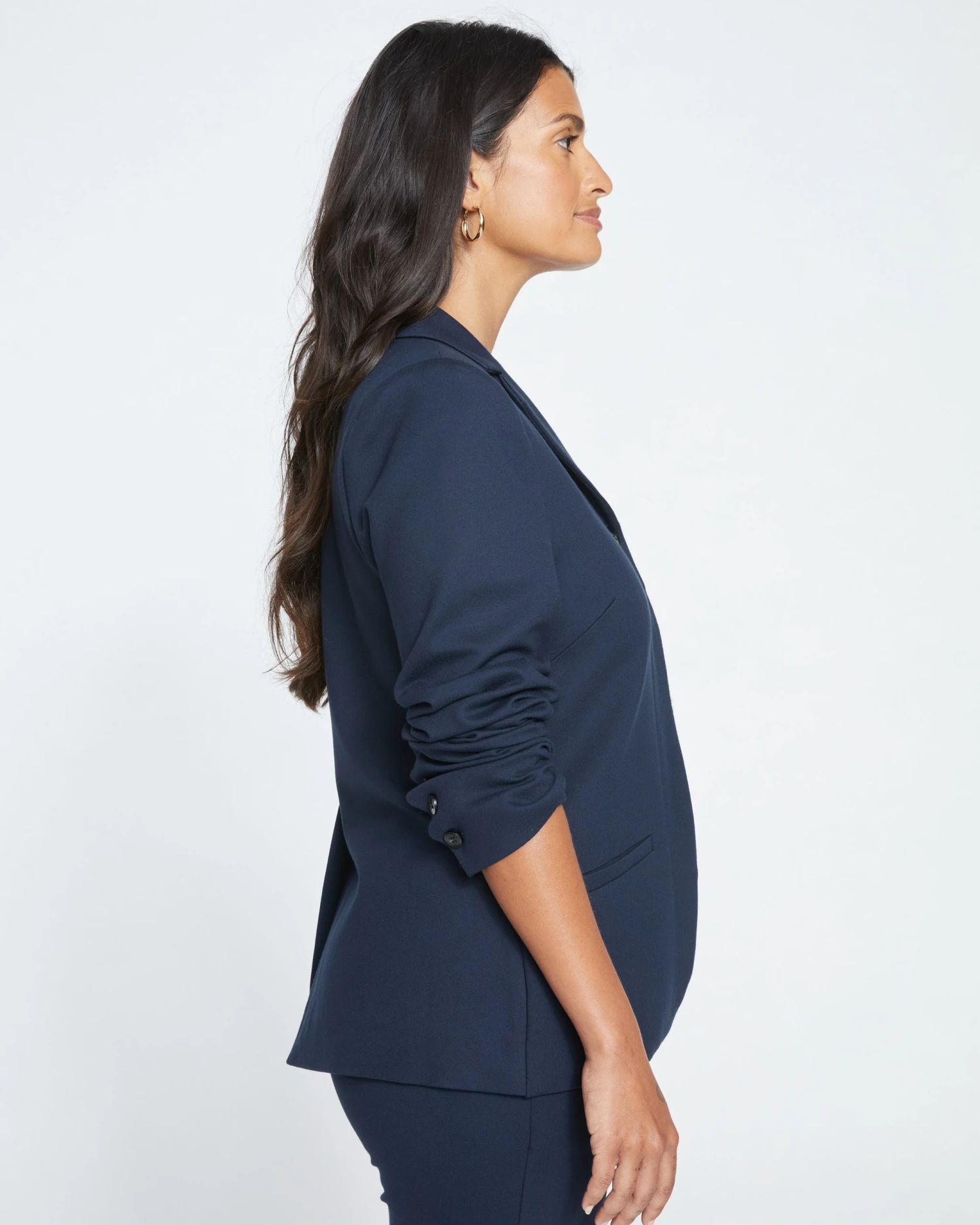 Janelle Tailored Ponte Blazer - Navy - Image 3