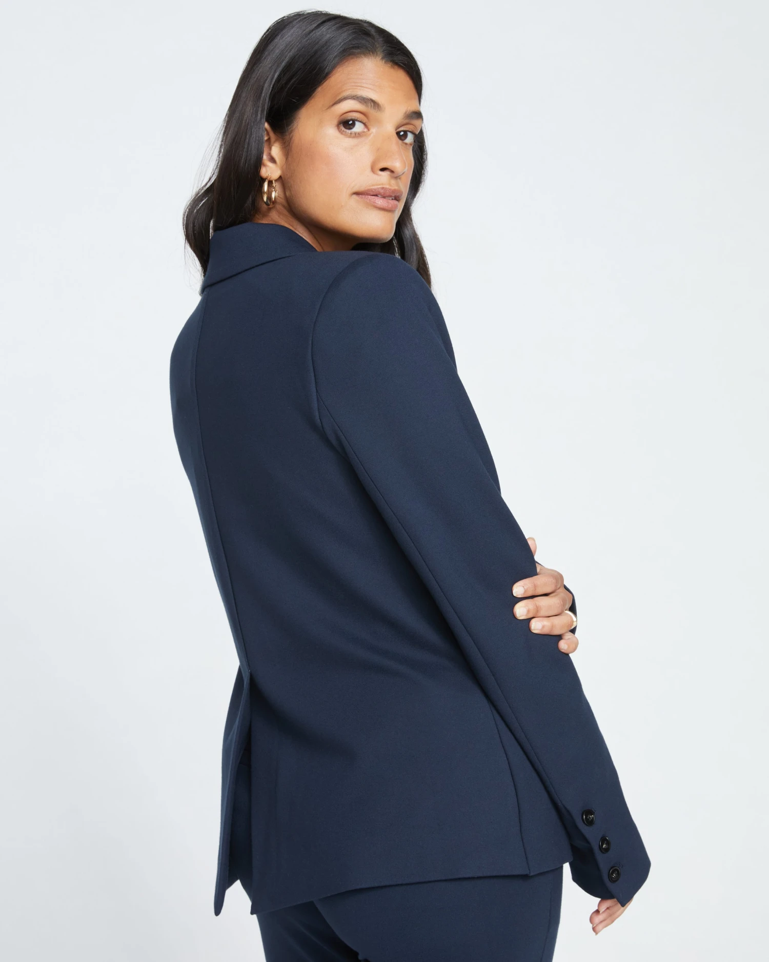Janelle Tailored Ponte Blazer - Navy - Image 4