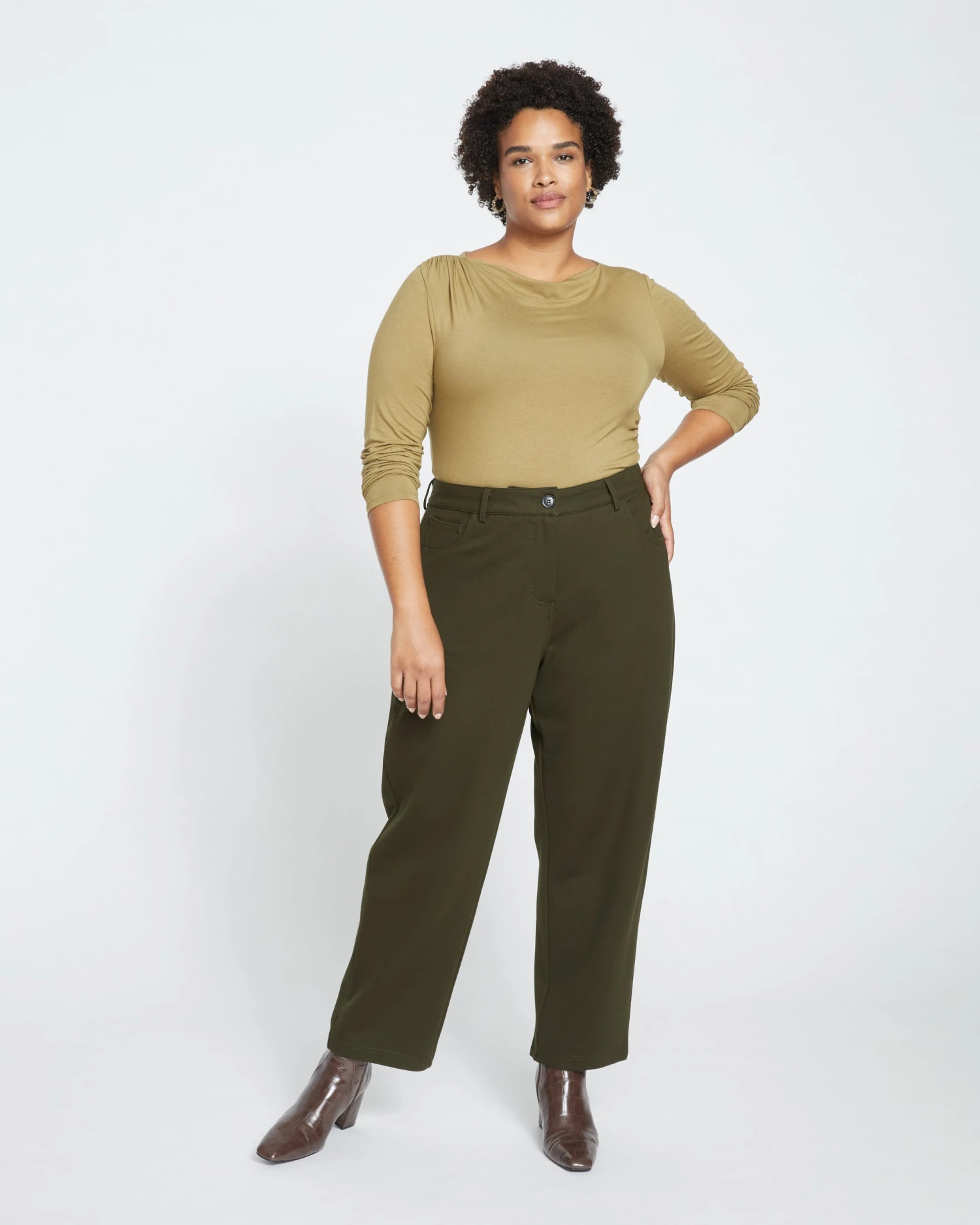 Etta Straight Ponte Pants - Evening Forest