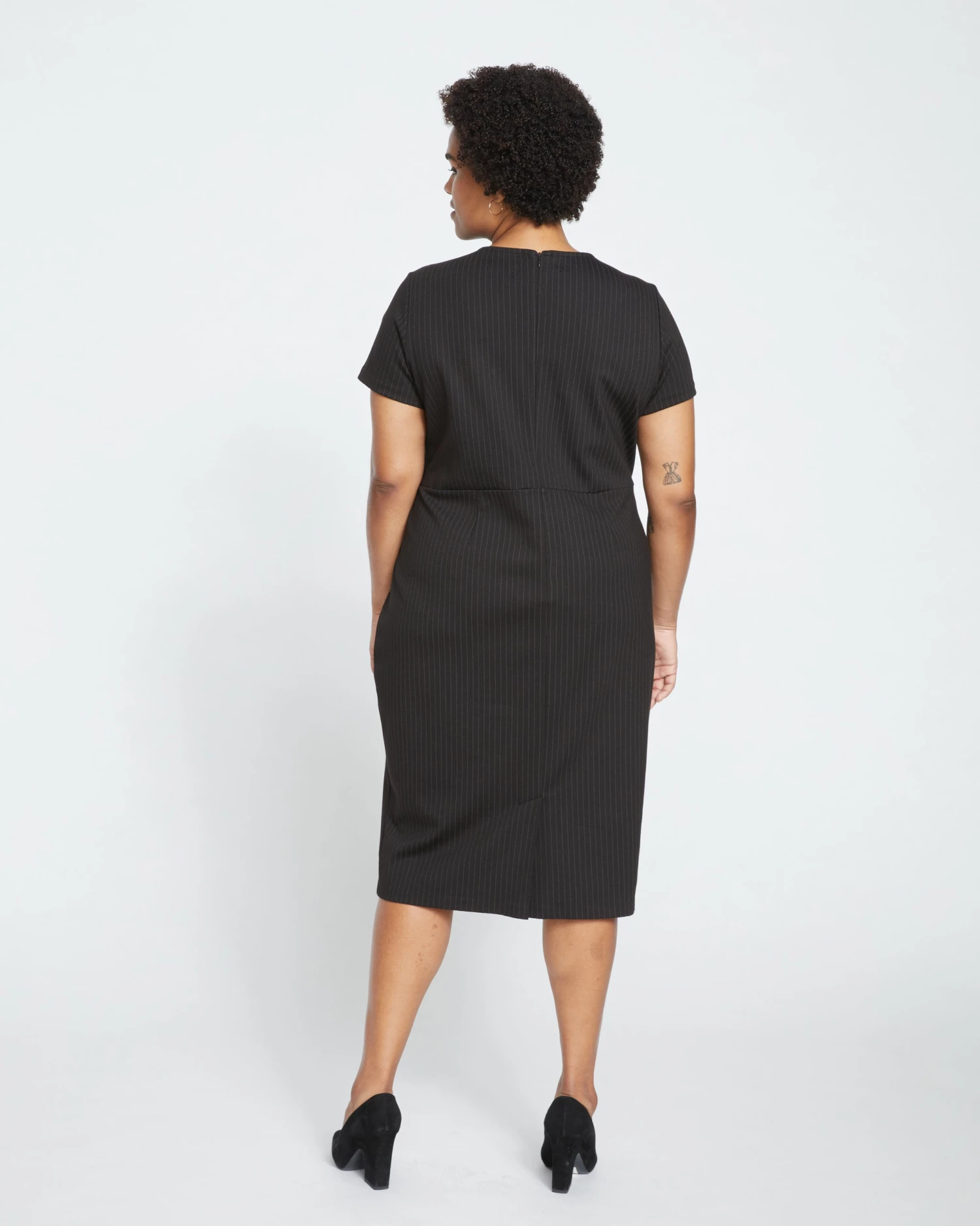 Executive Ponte Dress - Slate Pinstripe - Image 4