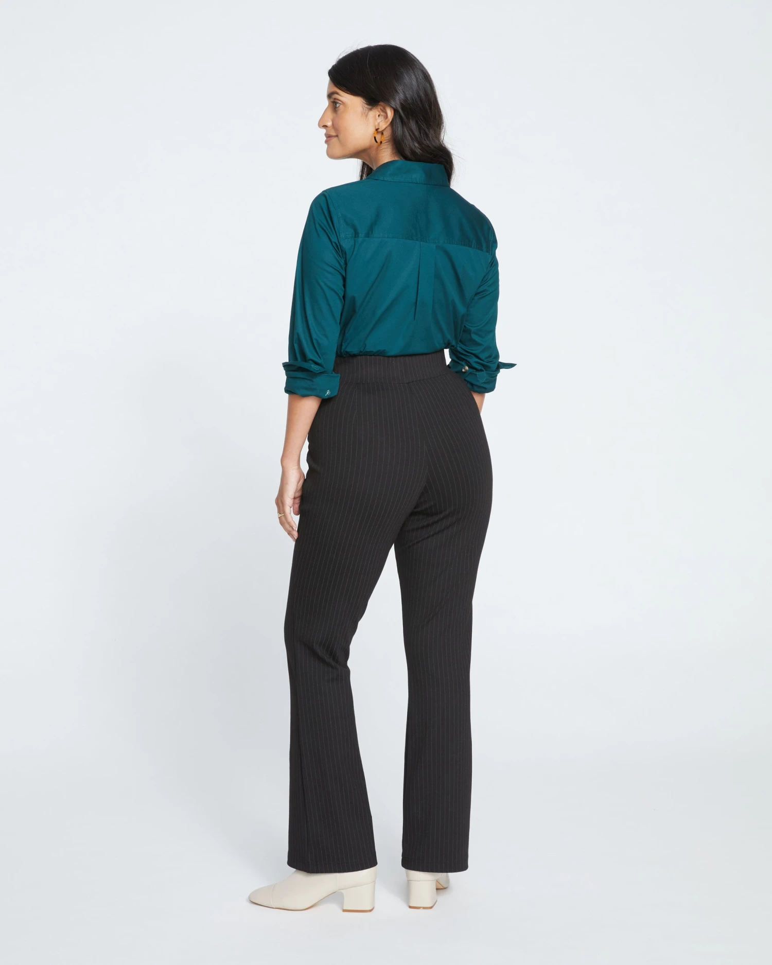 Pull On Bootcut Ponte Pants - Slate Pinstripe - Image 4