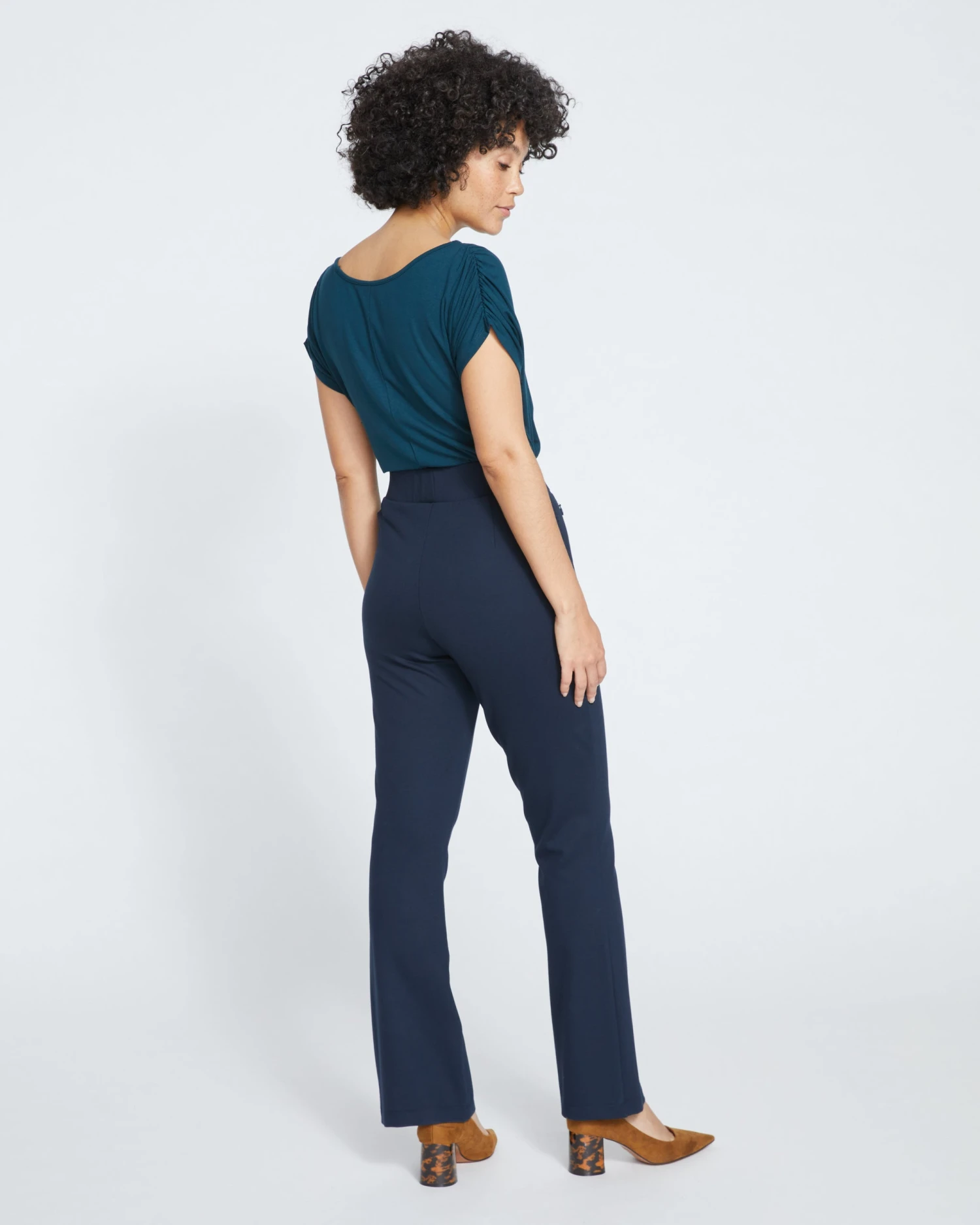 Pull On Bootcut Ponte Pants - Navy - Image 4