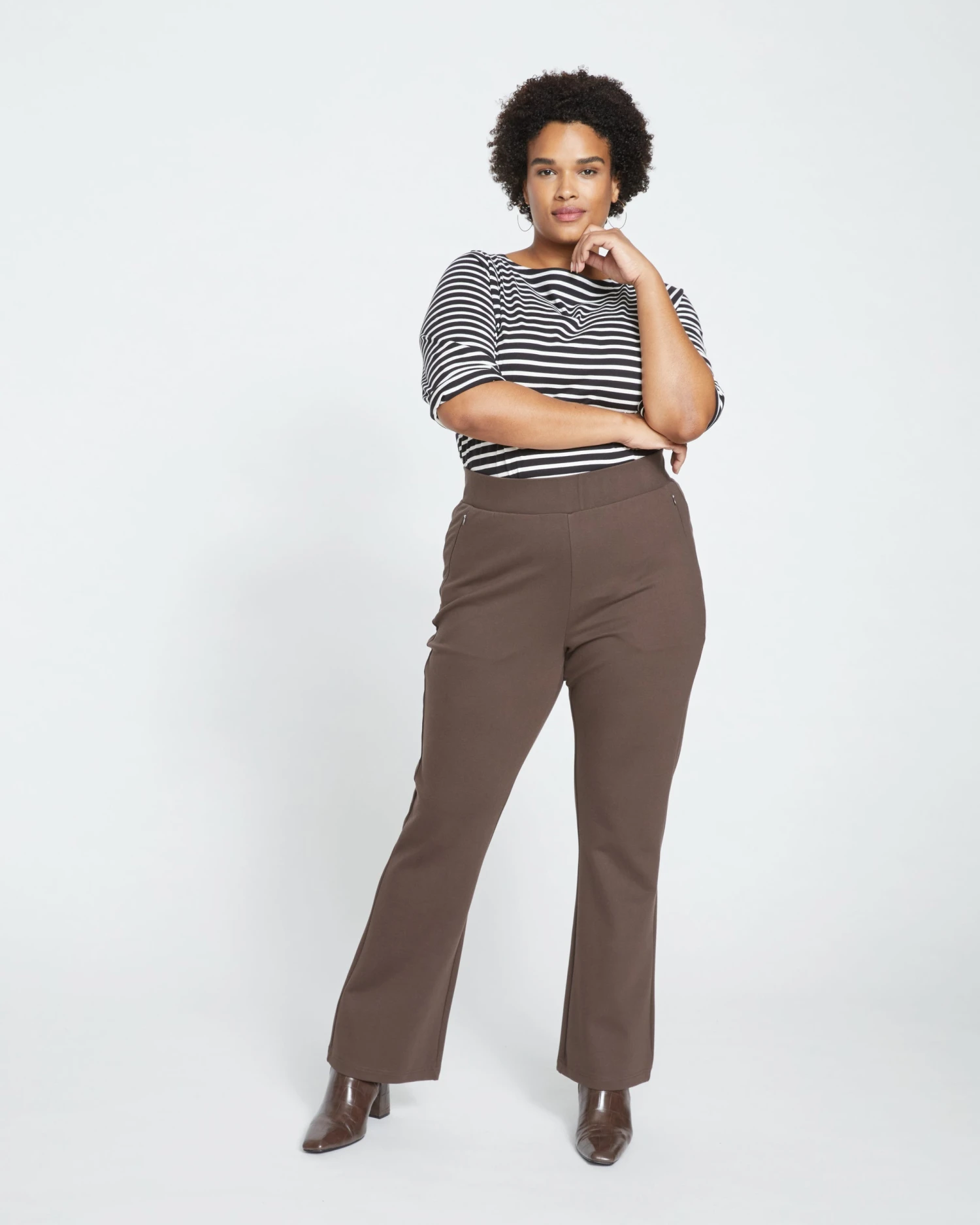 Pull On Bootcut Ponte Pants - Earth
