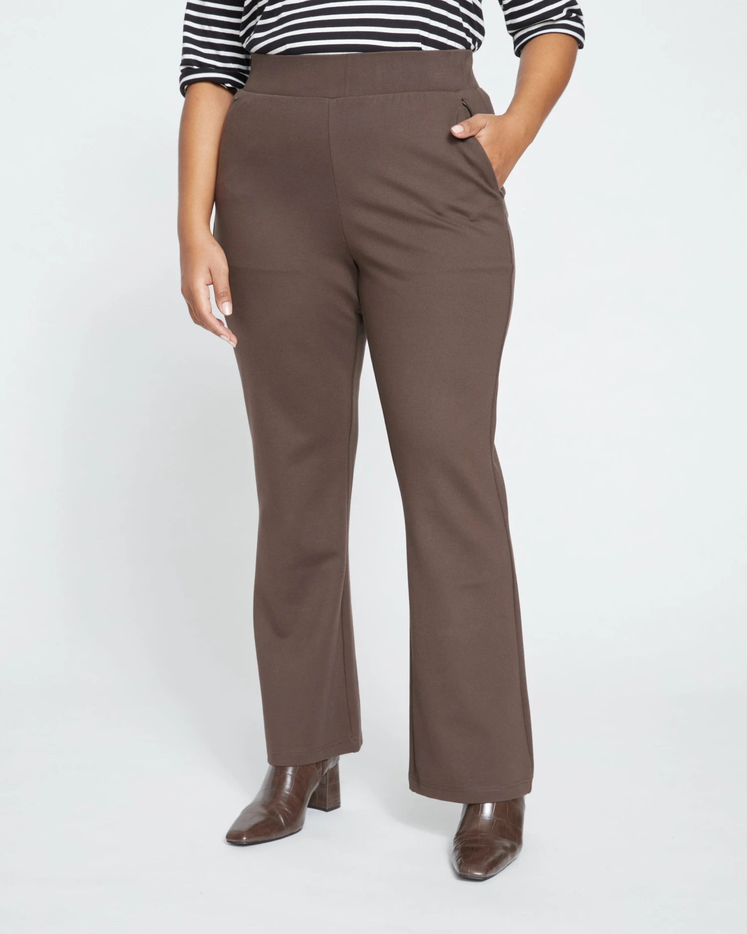 Pull On Bootcut Ponte Pants - Earth - Image 2