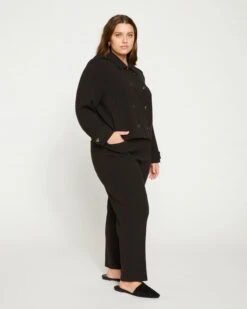 Tailored Pull On Straight Leg Pants - Black -ChicLuxe Store Pull On Suit Pants Black USPA1389 001 003 074 2048x