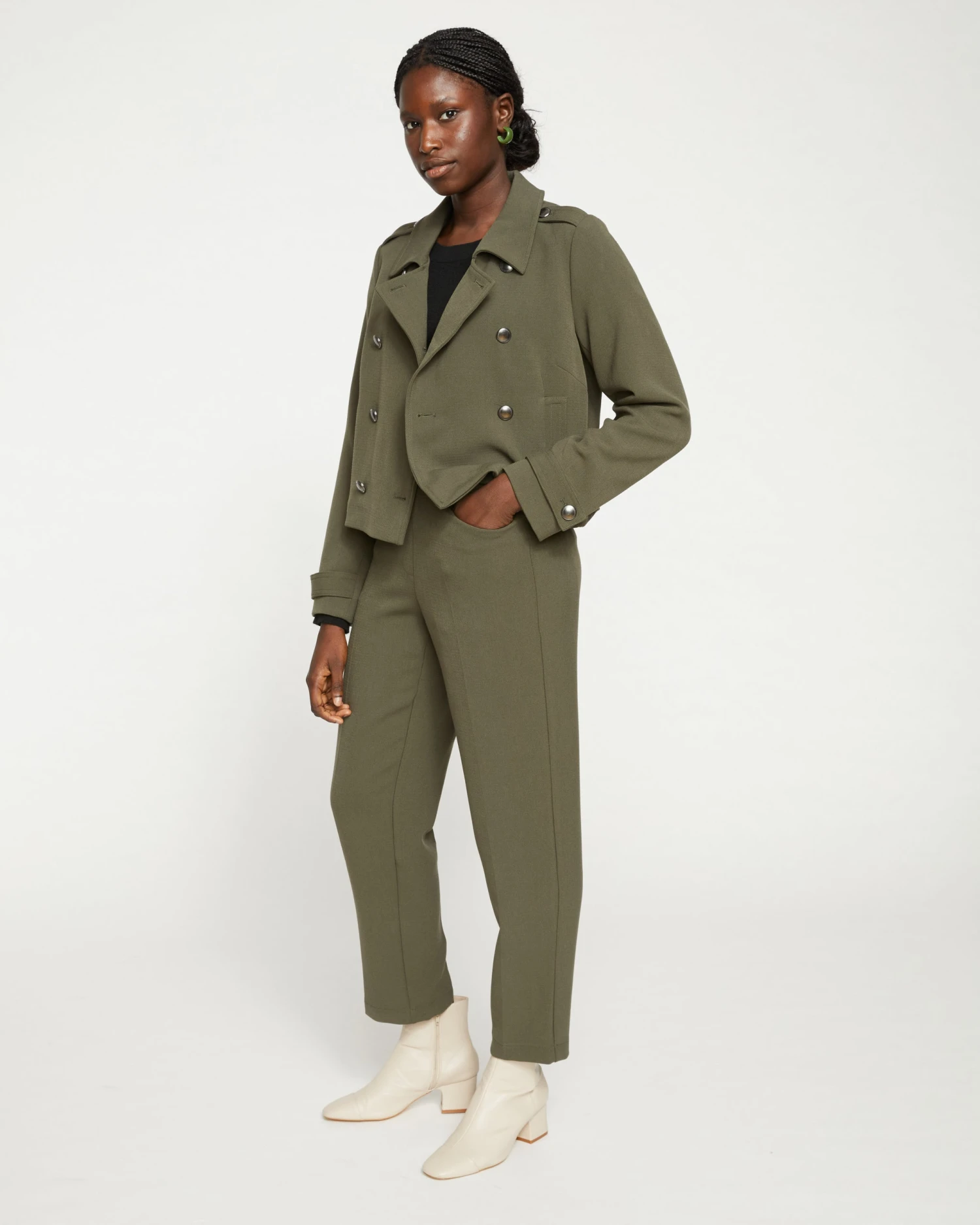 Tailored Pull On Straight Leg Pants - Nori