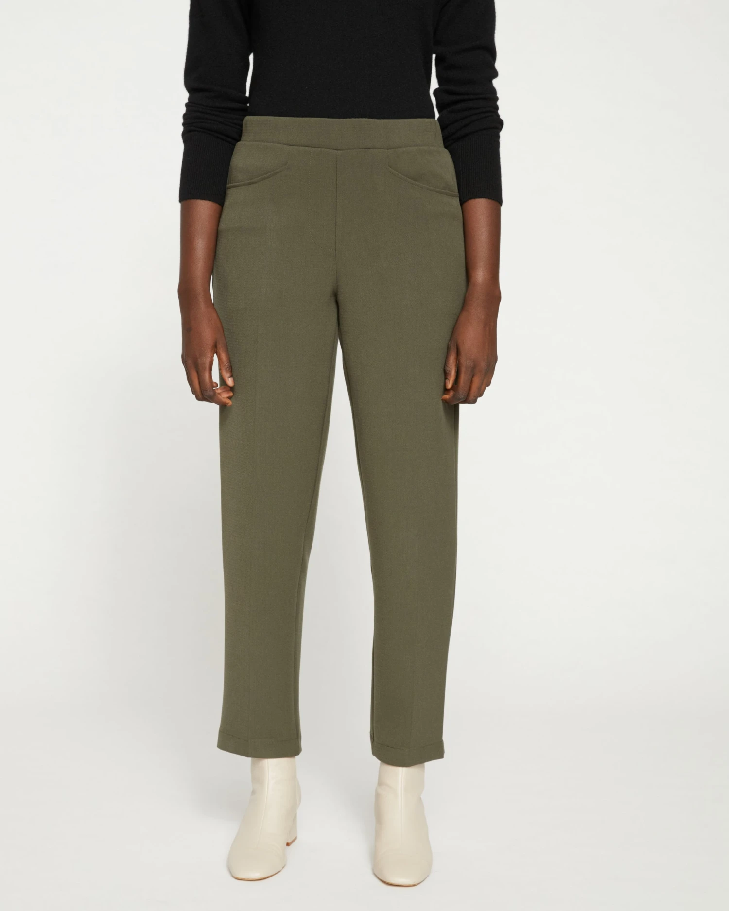 Tailored Pull On Straight Leg Pants - Nori - Image 2