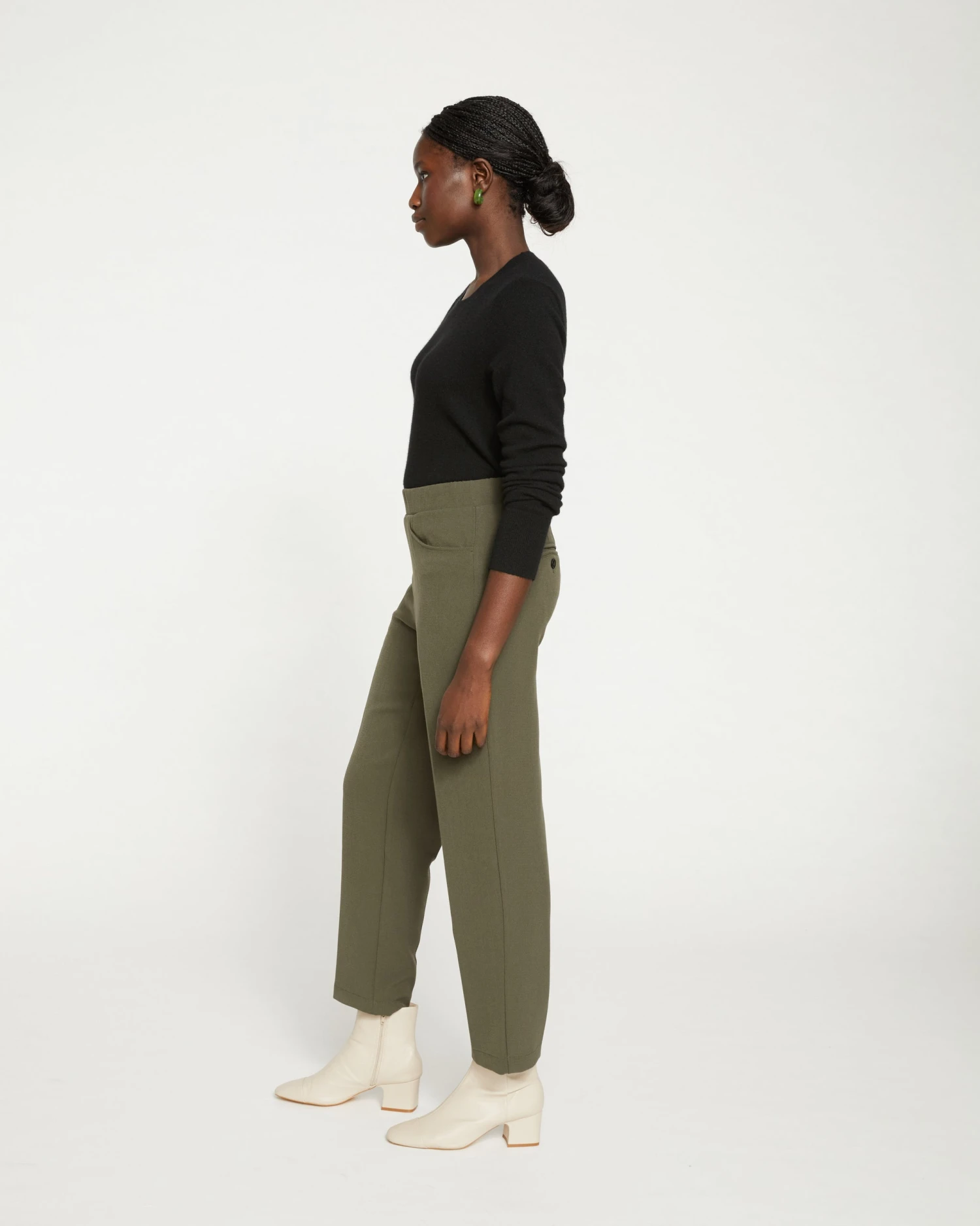 Tailored Pull On Straight Leg Pants - Nori - Image 3