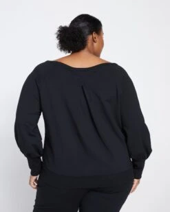 Superfine Scoop Sweatshirt - Black -ChicLuxe Store Raglan Scoop Neck Sweatshirt Black USLG1222 001 004 042 2048x