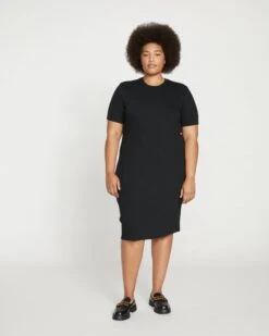 Aspen Rib T-Shirt Dress - Black